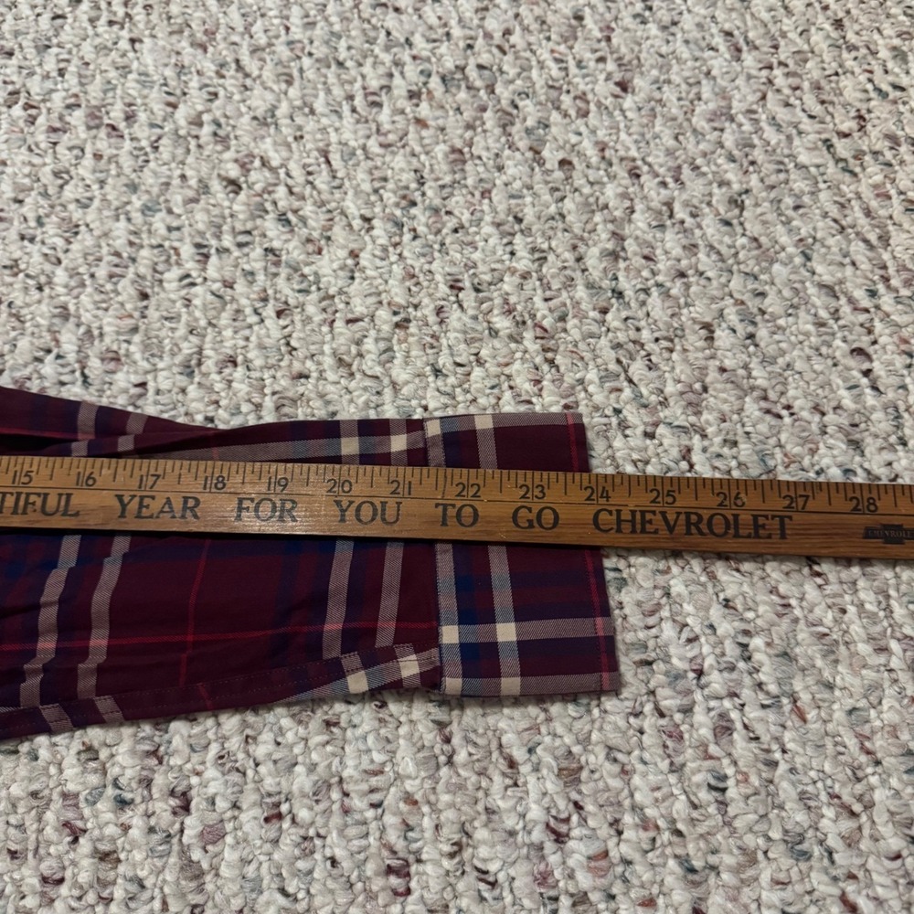 Orvis Mens Large Classic Fit Wrinkle Free Plaid Button Down Shirt Burgundy Navy - Picture 7 of 9